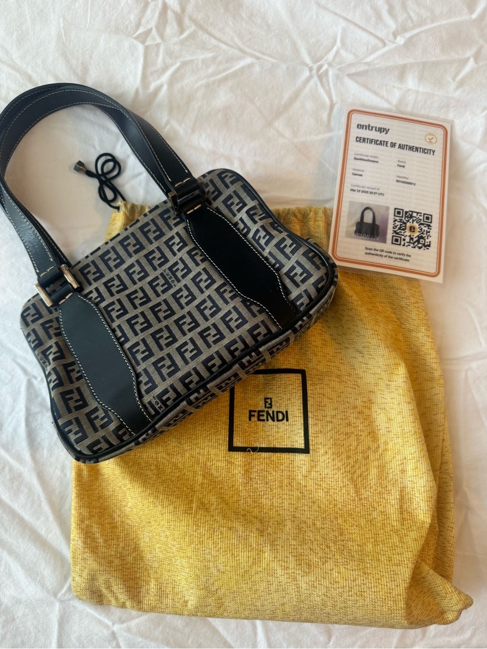 Fendi Black & Gray Zucca Shoulder Bag